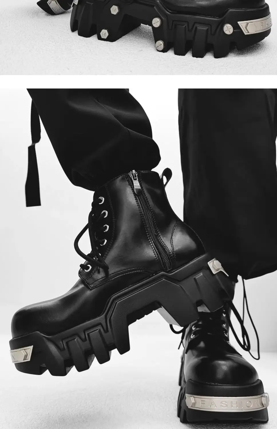 2025 New Trendy Heightening 8cm Bulldozer Men's Handsome British Style Platform Motorcycle Short Boots