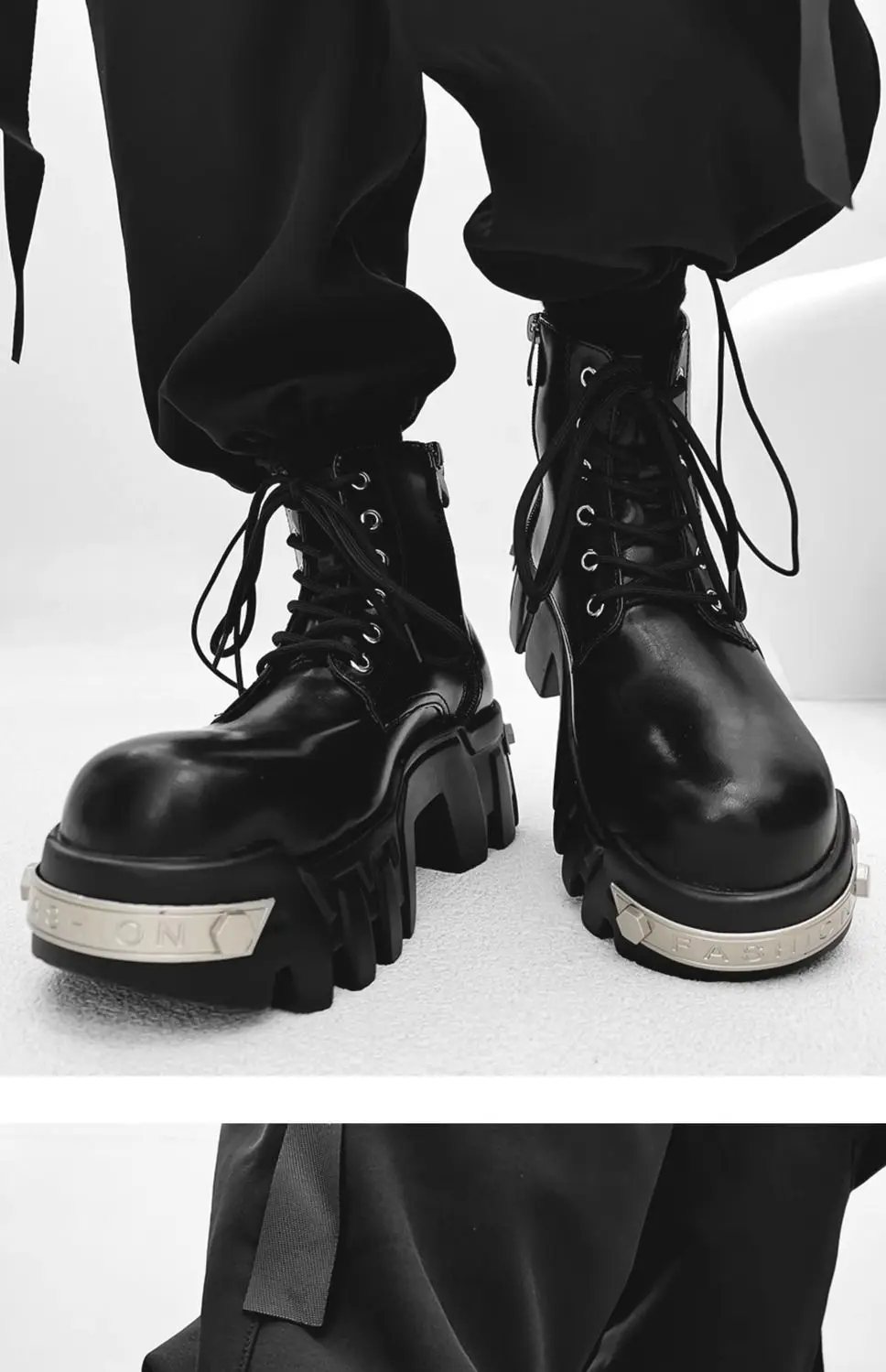 2025 New Trendy Heightening 8cm Bulldozer Men's Handsome British Style Platform Motorcycle Short Boots