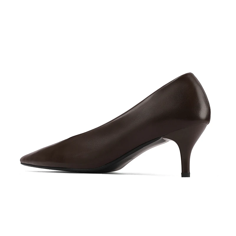 NEW 2025 Women Trend Split Leather Pumps Office Heels Sexy Women Beige Brown Black Pointed Toe Thin Heel Party Shoes Plus Size
