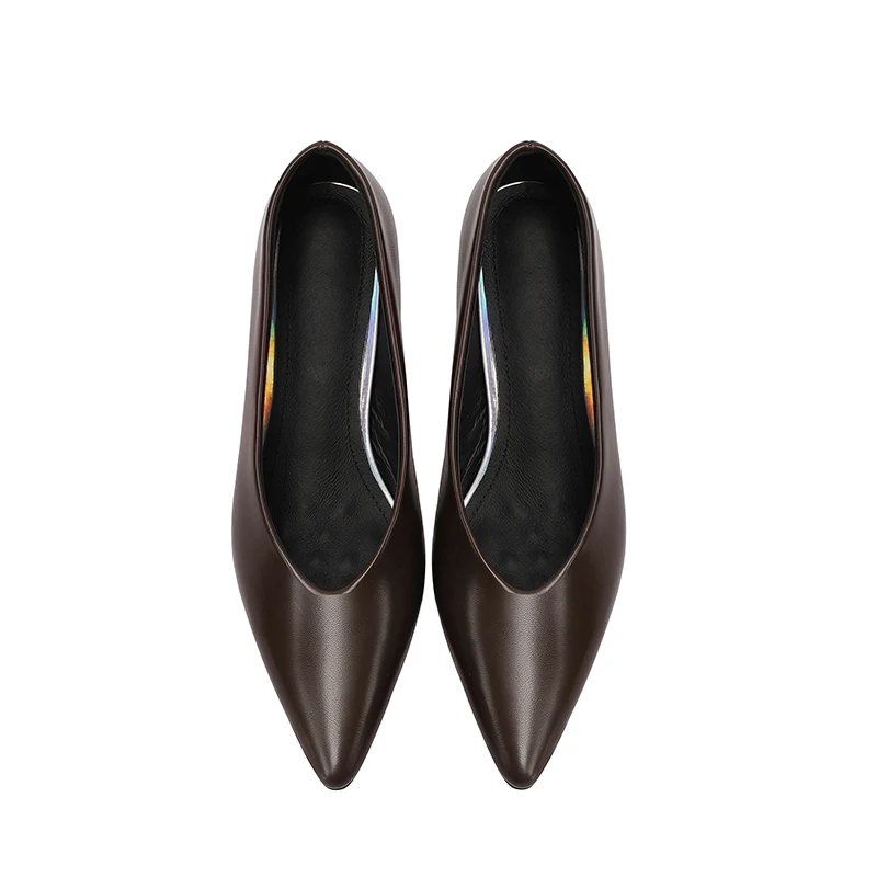 NEW 2025 Women Trend Split Leather Pumps Office Heels Sexy Women Beige Brown Black Pointed Toe Thin Heel Party Shoes Plus Size