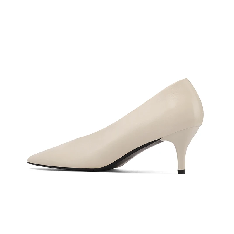 NEW 2025 Women Trend Split Leather Pumps Office Heels Sexy Women Beige Brown Black Pointed Toe Thin Heel Party Shoes Plus Size