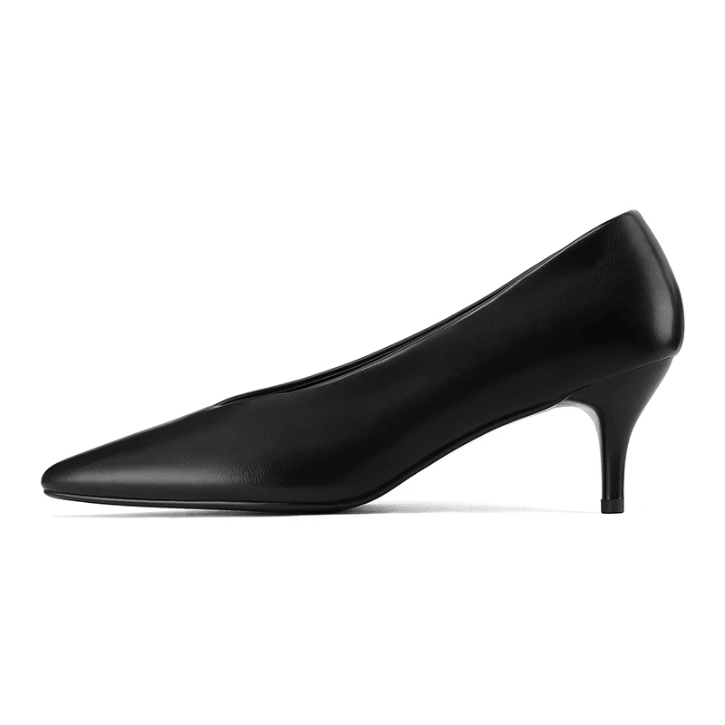 NEW 2025 Women Trend Split Leather Pumps Office Heels Sexy Women Beige Brown Black Pointed Toe Thin Heel Party Shoes Plus Size