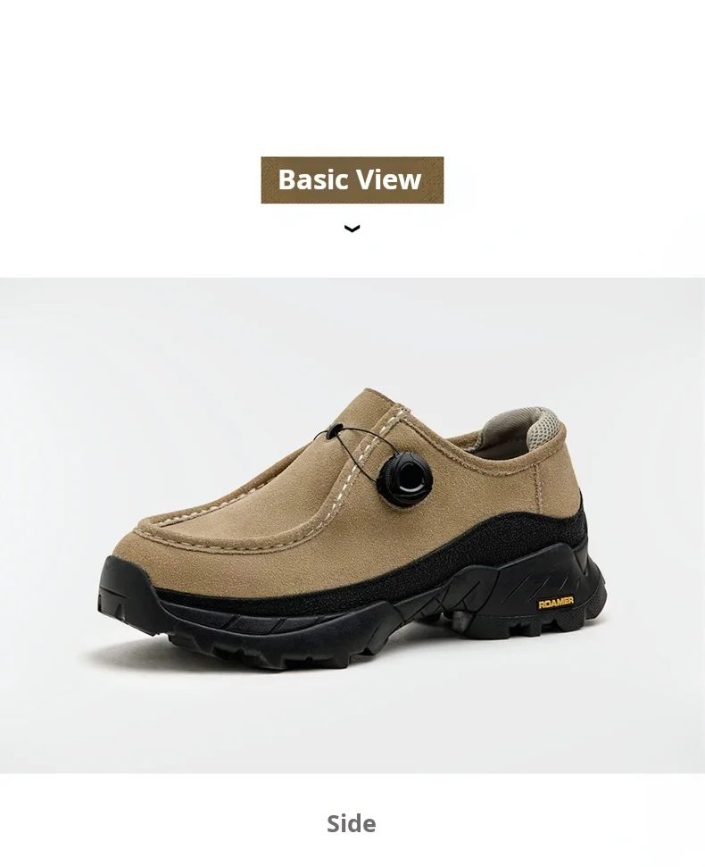Maden Vintage Khaki Work Low Top Boots Chunky Platform Elastic Lace Shoes Round Toe Casual Fall Dress Shoes