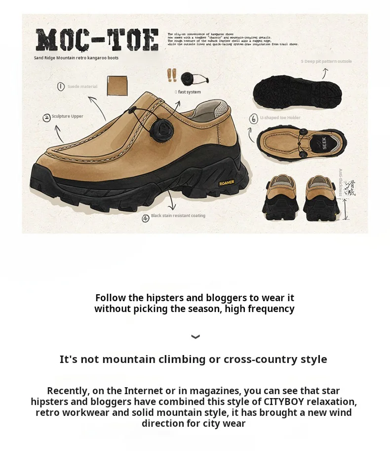 Maden Vintage Khaki Work Low Top Boots Chunky Platform Elastic Lace Shoes Round Toe Casual Fall Dress Shoes