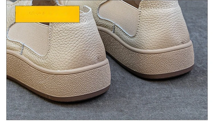 Jiany Women's Shoes 2025 New Style Top Layer Cowhide Single Shoes, Women's Retro and Simple Flat Shoes, Casual Sports Shoes