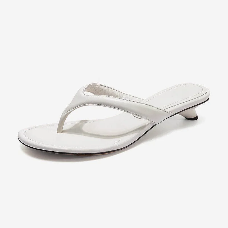 Kitten and French vacation style flip-flops premium oil wax sheepskin slippers casual sandals