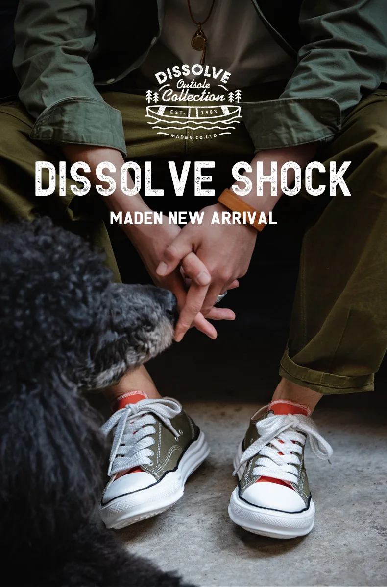 Maden Casual Low-top Dissolved Canvas Shoes for Men's Spring Autumn Street Outfits Sneakers Soft Sole Lace-up Skateboard Shoes