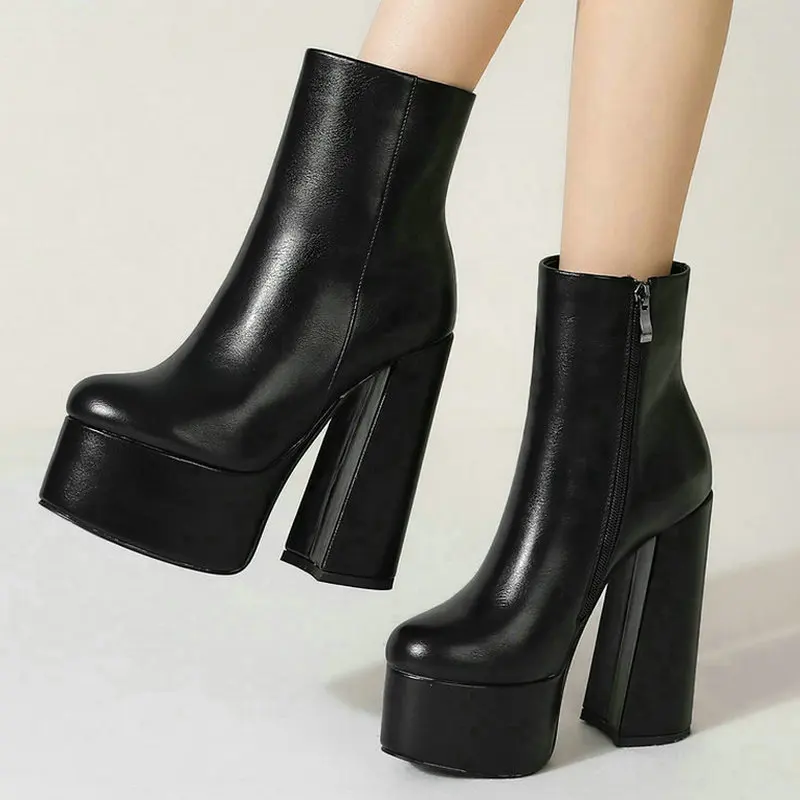 2025 Summer Women High Heel Shoes Platform Thin High Heel Ladies Sandals PU Leather Open Toe Buckle Fashion Women Shoes Black