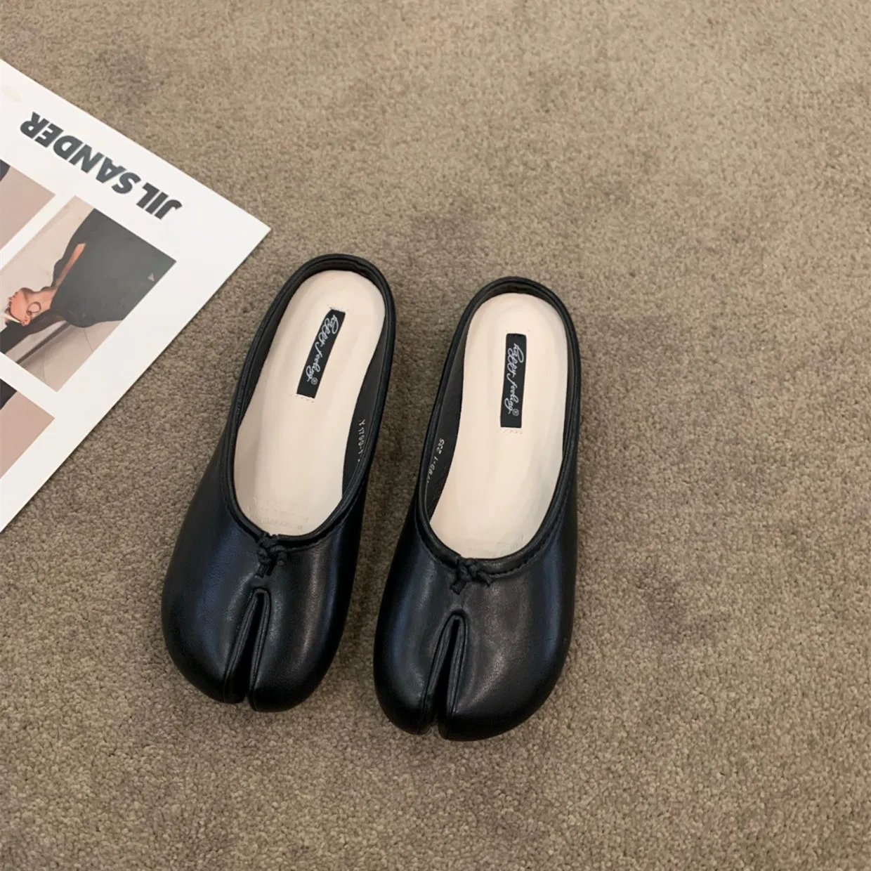 Bailamos Women Flats Tabi Ninja Shoes Woman Microfiber Leather Comfy Flats Split Toe Slippers Soft Bottom Loafers Solid Brief La