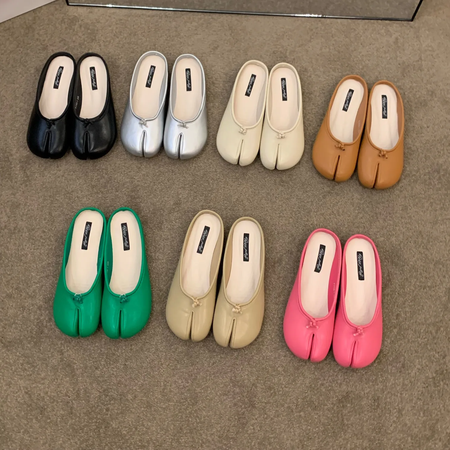 Bailamos Women Flats Tabi Ninja Shoes Woman Microfiber Leather Comfy Flats Split Toe Slippers Soft Bottom Loafers Solid Brief La