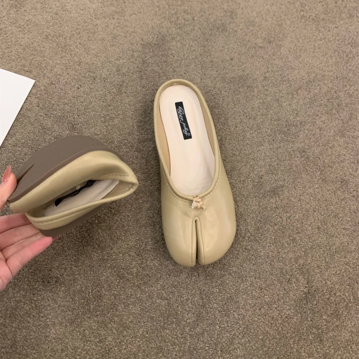 Bailamos Women Flats Tabi Ninja Shoes Woman Microfiber Leather Comfy Flats Split Toe Slippers Soft Bottom Loafers Solid Brief La