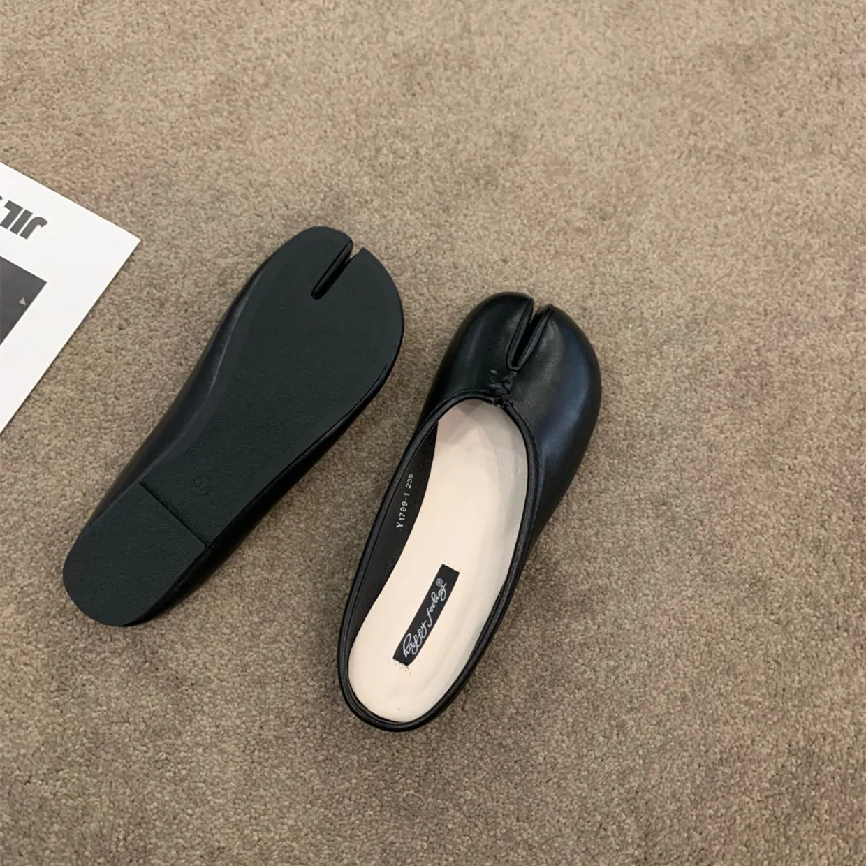 Bailamos Women Flats Tabi Ninja Shoes Woman Microfiber Leather Comfy Flats Split Toe Slippers Soft Bottom Loafers Solid Brief La