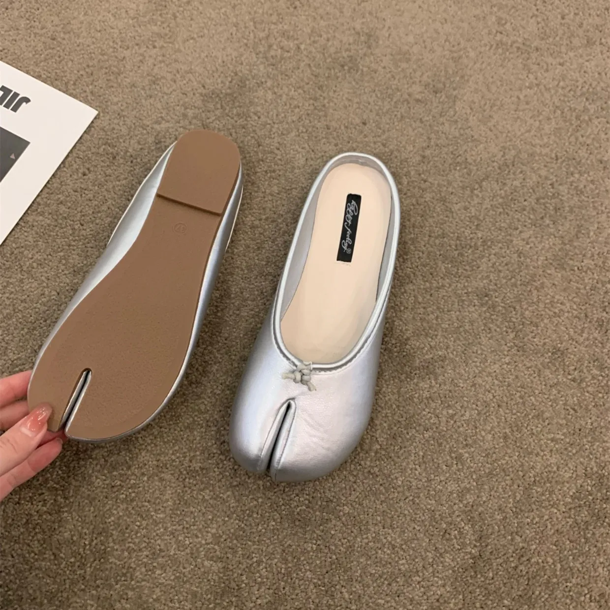 Bailamos Women Flats Tabi Ninja Shoes Woman Microfiber Leather Comfy Flats Split Toe Slippers Soft Bottom Loafers Solid Brief La