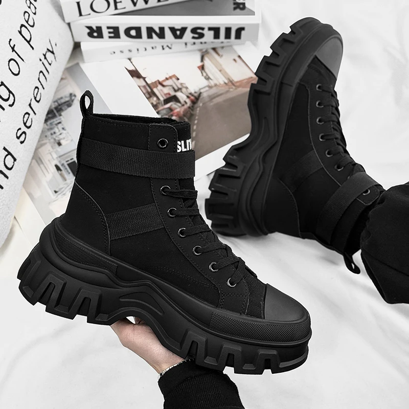 Men's Fashion Casual Thick Bottom Outdoor Boots Punk Style Suitable for Outdoor All Seasons Versatile Model