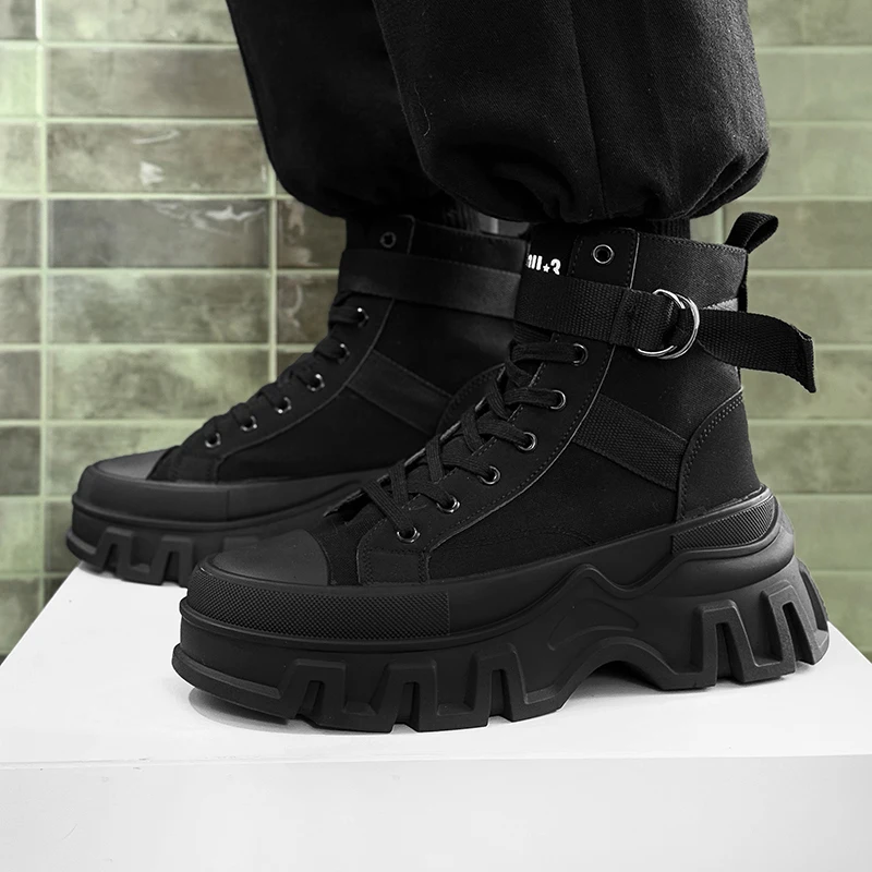 Men's Fashion Casual Thick Bottom Outdoor Boots Punk Style Suitable for Outdoor All Seasons Versatile Model