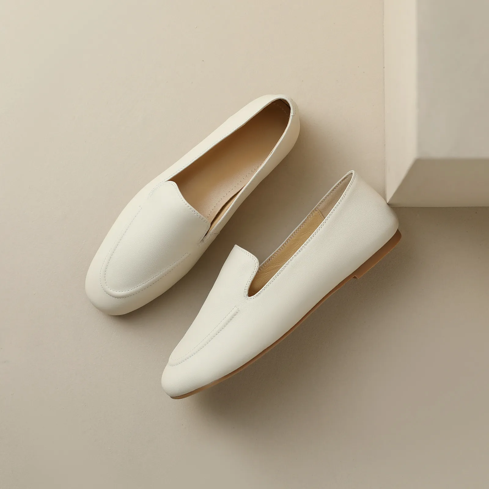 QUTAA 2025 Fashion Women Flats Shoes News Cow Leather Woman Spring Ballet Shoes Loafers Casual Round Toe Ladies Size 34-40