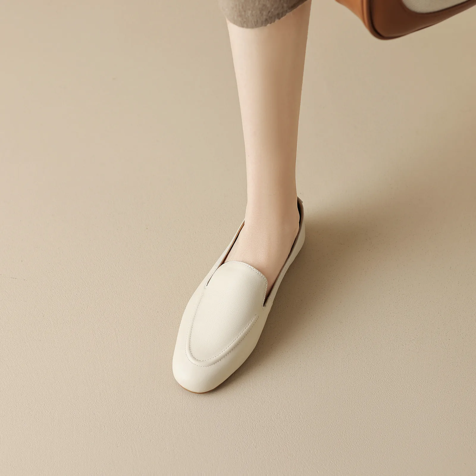 QUTAA 2025 Fashion Women Flats Shoes News Cow Leather Woman Spring Ballet Shoes Loafers Casual Round Toe Ladies Size 34-40