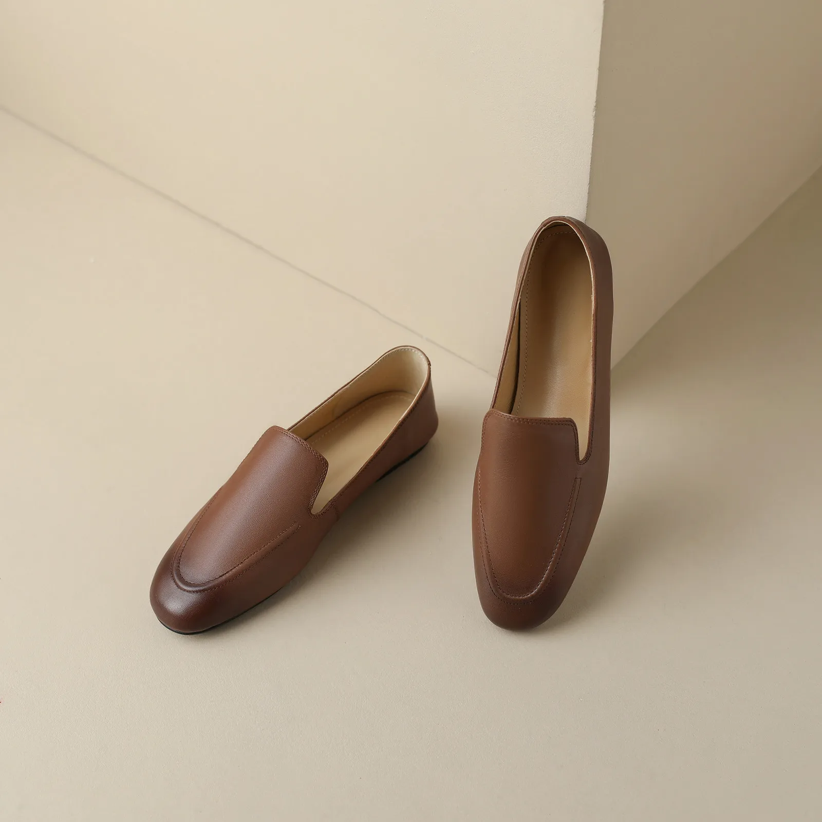 QUTAA 2025 Fashion Women Flats Shoes News Cow Leather Woman Spring Ballet Shoes Loafers Casual Round Toe Ladies Size 34-40