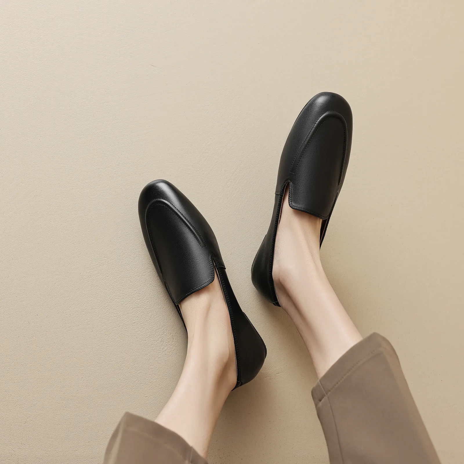 QUTAA 2025 Fashion Women Flats Shoes News Cow Leather Woman Spring Ballet Shoes Loafers Casual Round Toe Ladies Size 34-40
