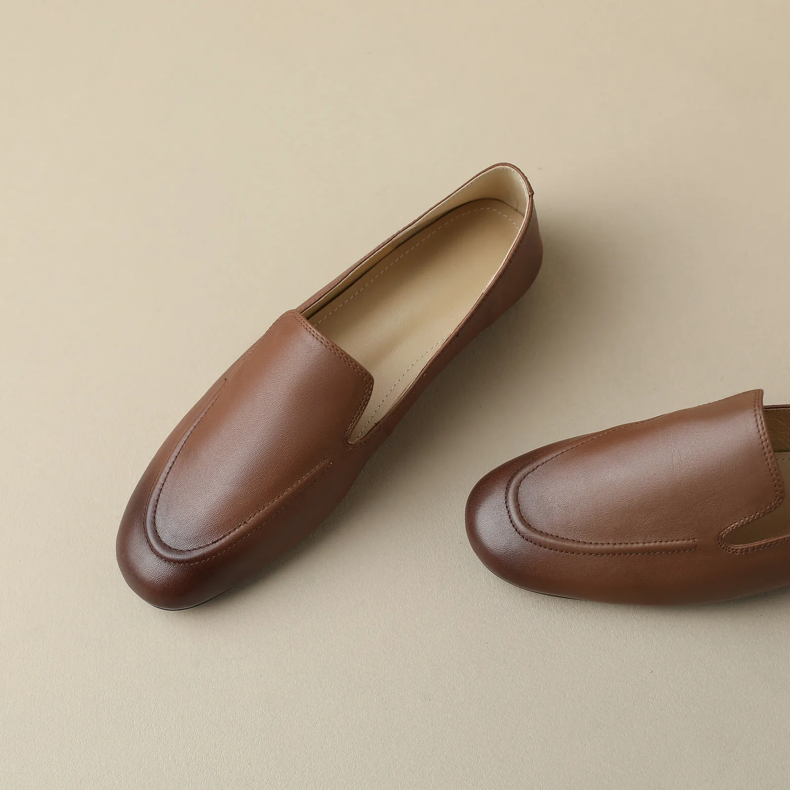 QUTAA 2025 Fashion Women Flats Shoes News Cow Leather Woman Spring Ballet Shoes Loafers Casual Round Toe Ladies Size 34-40