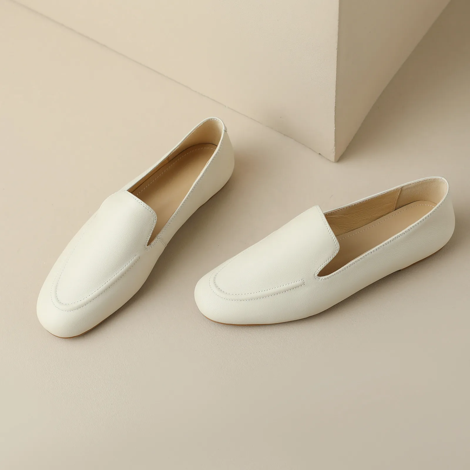 QUTAA 2025 Fashion Women Flats Shoes News Cow Leather Woman Spring Ballet Shoes Loafers Casual Round Toe Ladies Size 34-40