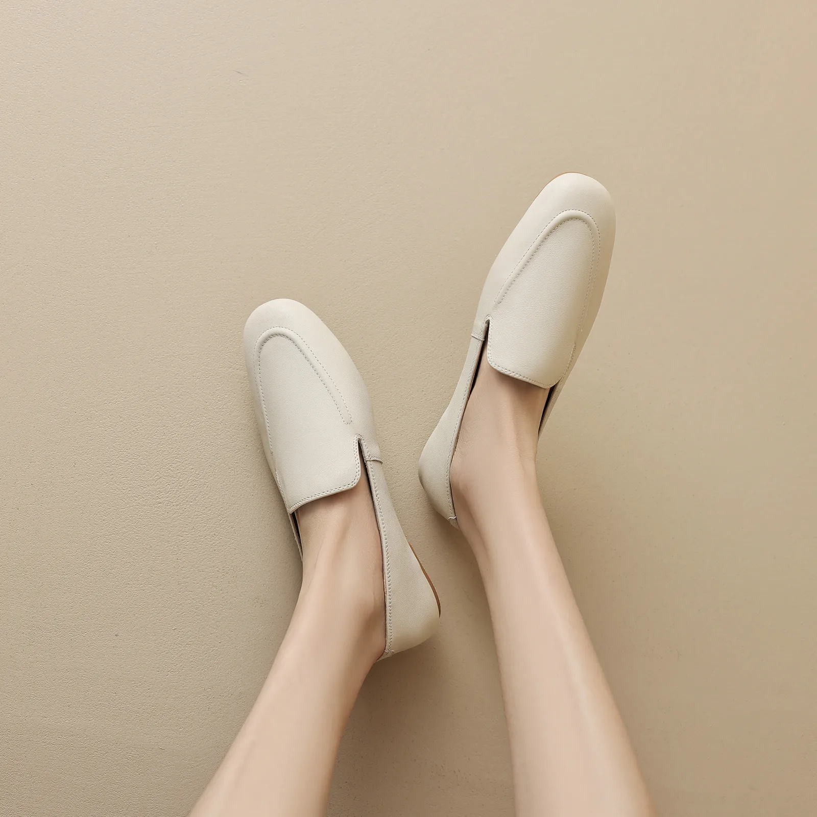 QUTAA 2025 Fashion Women Flats Shoes News Cow Leather Woman Spring Ballet Shoes Loafers Casual Round Toe Ladies Size 34-40