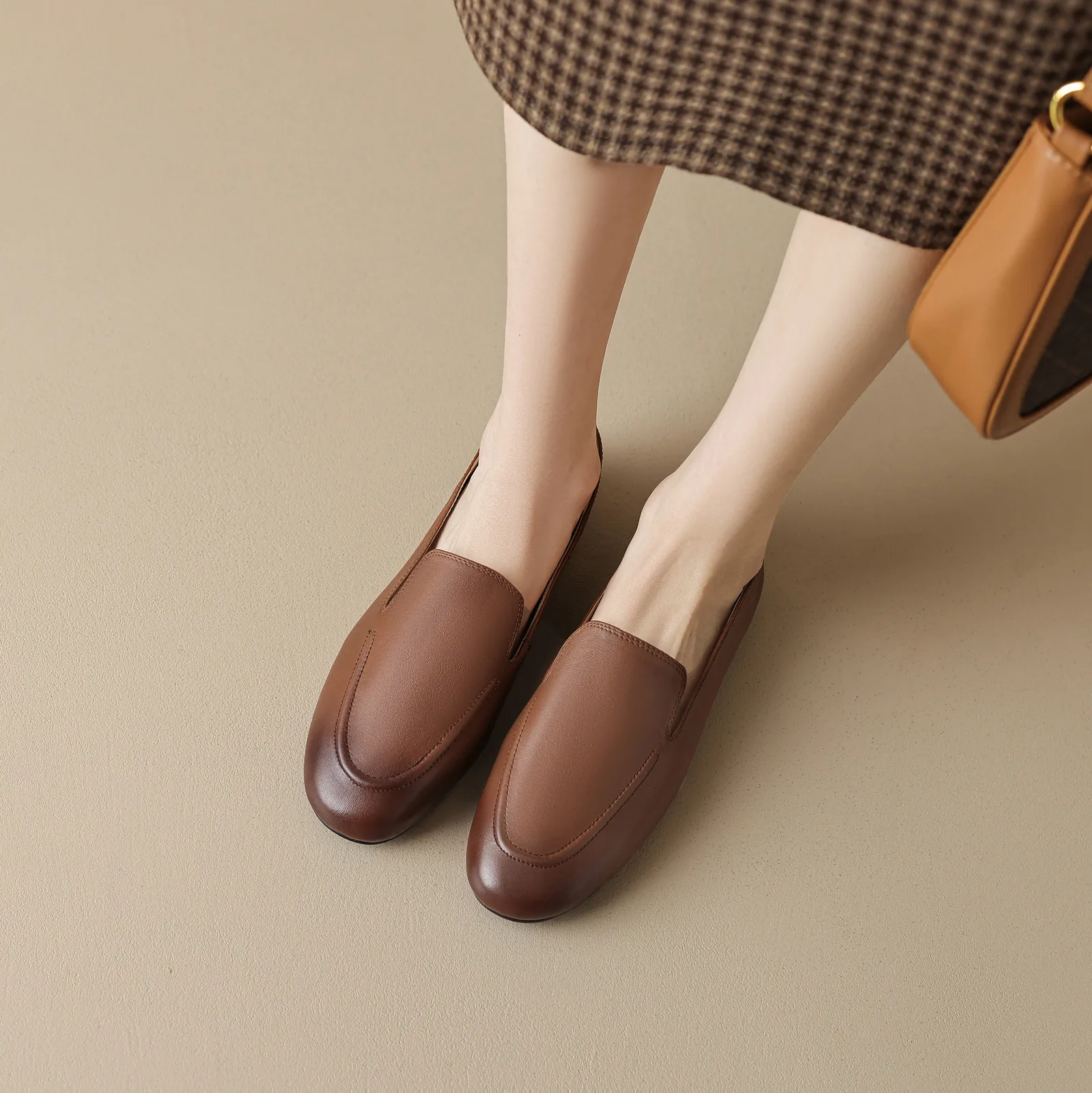 QUTAA 2025 Fashion Women Flats Shoes News Cow Leather Woman Spring Ballet Shoes Loafers Casual Round Toe Ladies Size 34-40