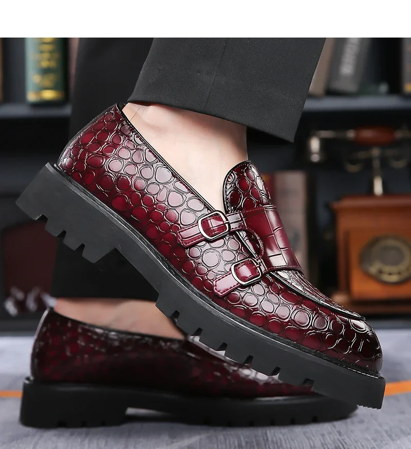 Men's Slip-On Loafers Trendy Breathable Soft Sole Business Work Party Derby Shoes-2996