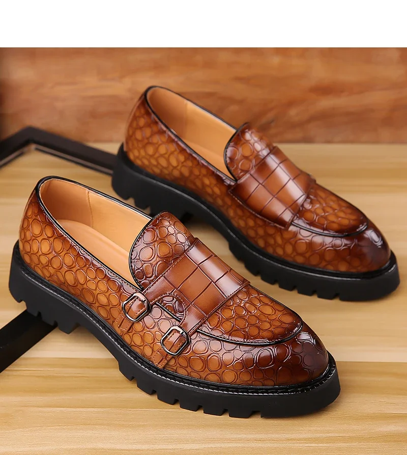 Men's Slip-On Loafers Trendy Breathable Soft Sole Business Work Party Derby Shoes-2996