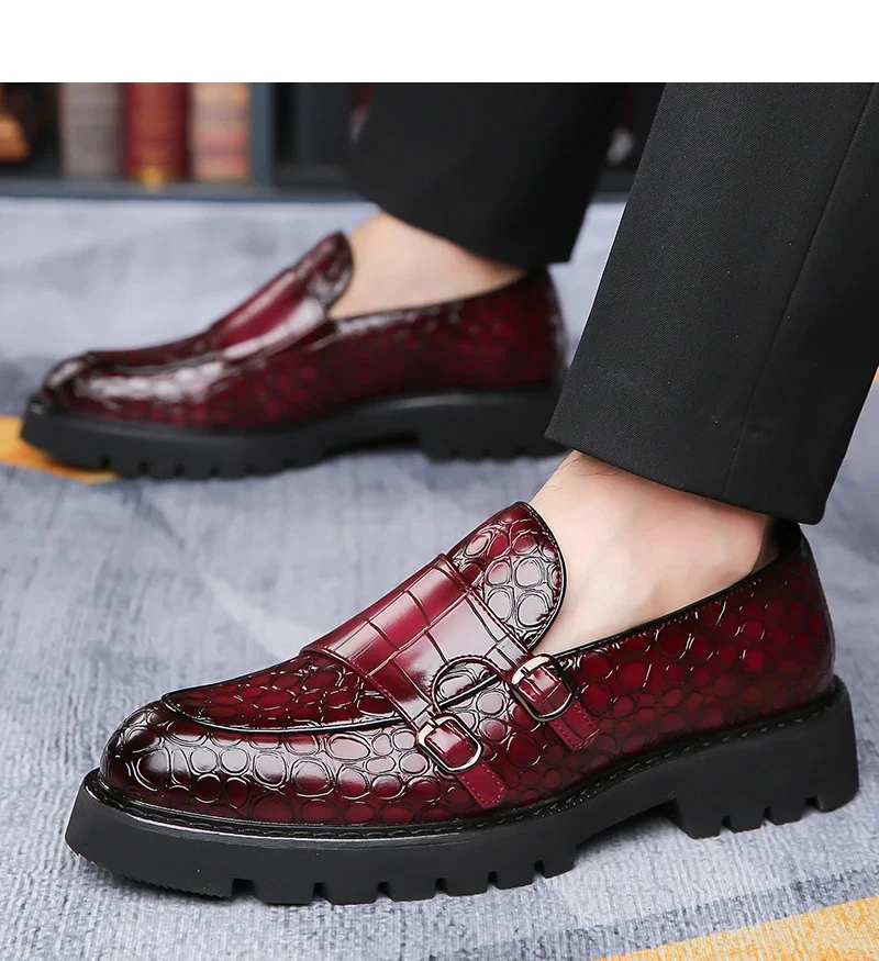 Men's Slip-On Loafers Trendy Breathable Soft Sole Business Work Party Derby Shoes-2996