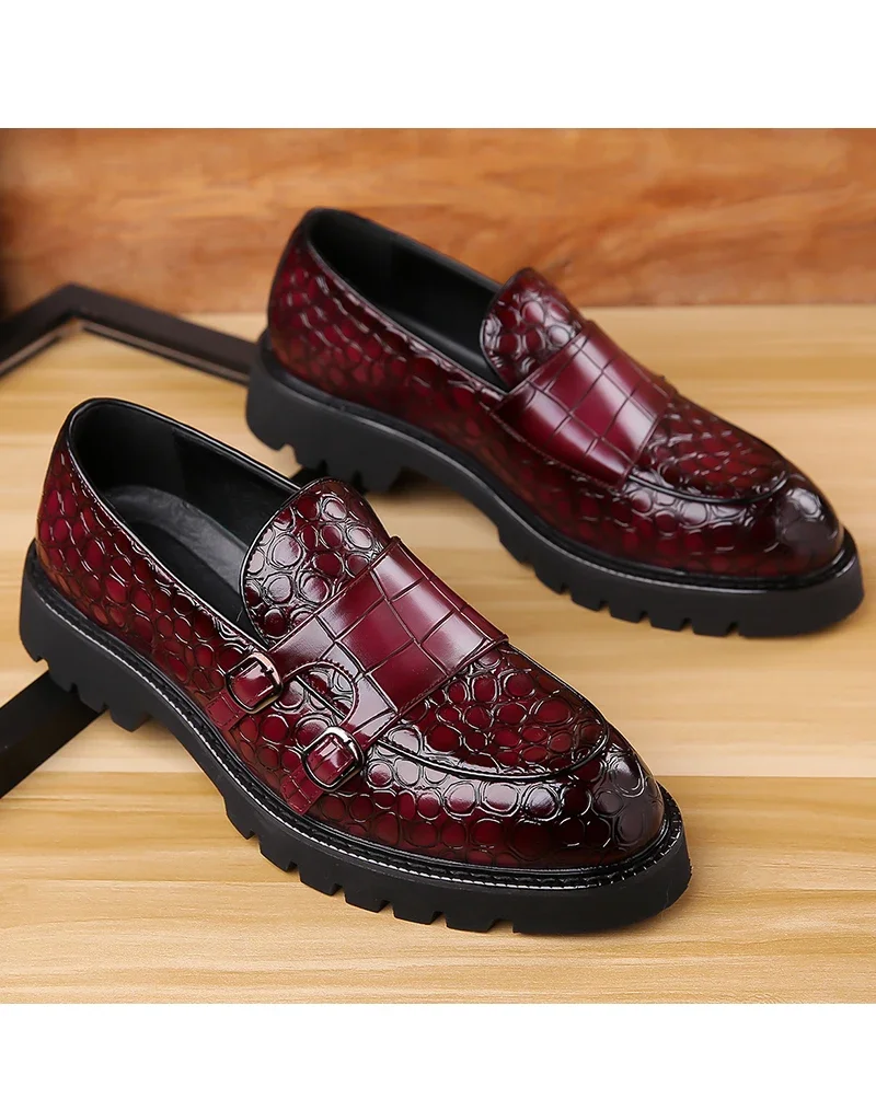 Men's Slip-On Loafers Trendy Breathable Soft Sole Business Work Party Derby Shoes-2996