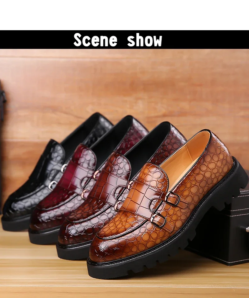 Men's Slip-On Loafers Trendy Breathable Soft Sole Business Work Party Derby Shoes-2996