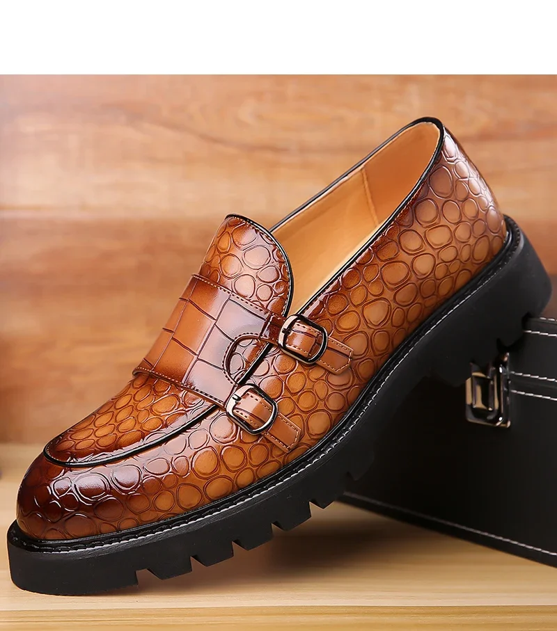 Men's Slip-On Loafers Trendy Breathable Soft Sole Business Work Party Derby Shoes-2996