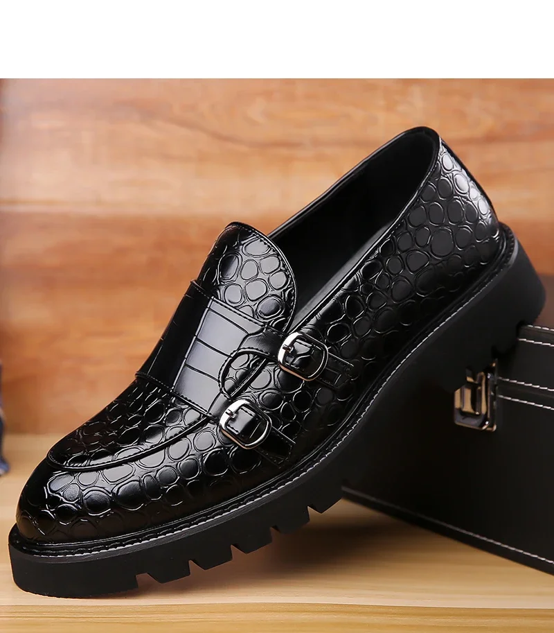 Men's Slip-On Loafers Trendy Breathable Soft Sole Business Work Party Derby Shoes-2996