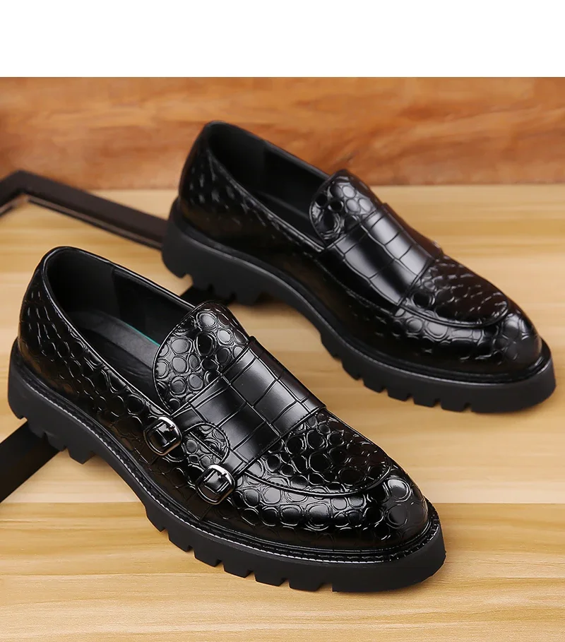 Men's Slip-On Loafers Trendy Breathable Soft Sole Business Work Party Derby Shoes-2996