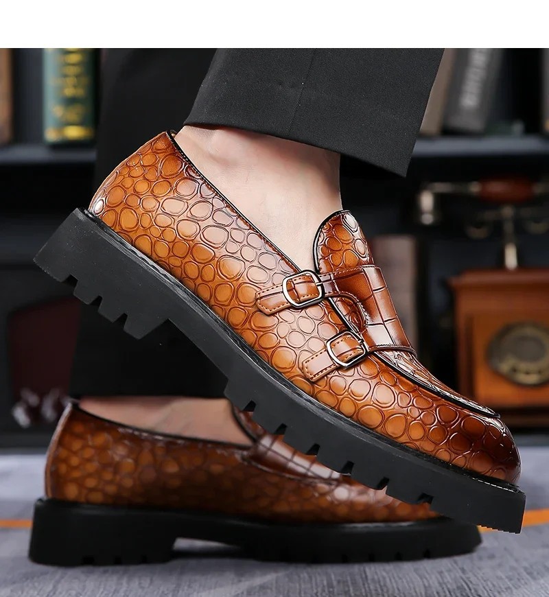 Men's Slip-On Loafers Trendy Breathable Soft Sole Business Work Party Derby Shoes-2996
