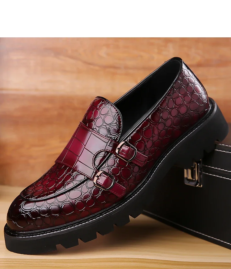 Men's Slip-On Loafers Trendy Breathable Soft Sole Business Work Party Derby Shoes-2996