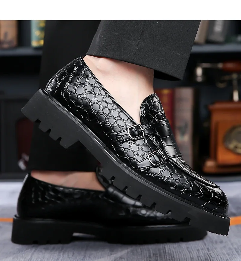 Men's Slip-On Loafers Trendy Breathable Soft Sole Business Work Party Derby Shoes-2996