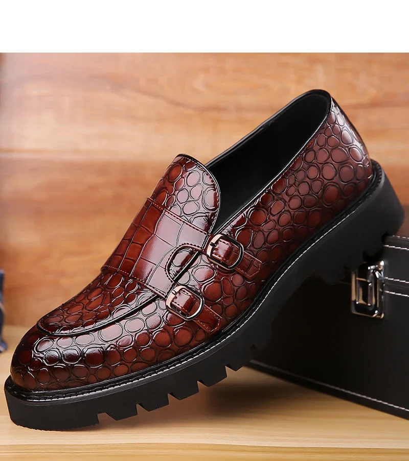 Men's Slip-On Loafers Trendy Breathable Soft Sole Business Work Party Derby Shoes-2996