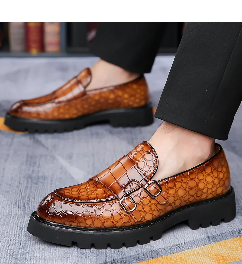 Men's Slip-On Loafers Trendy Breathable Soft Sole Business Work Party Derby Shoes-2996