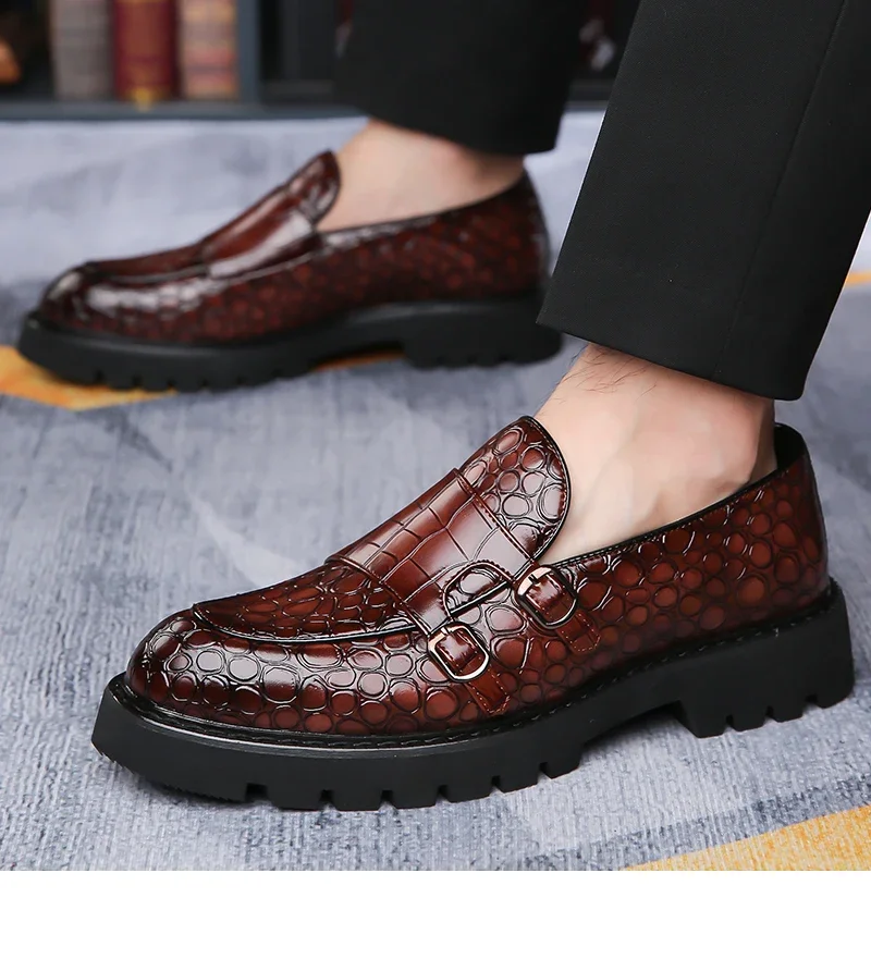 Men's Slip-On Loafers Trendy Breathable Soft Sole Business Work Party Derby Shoes-2996