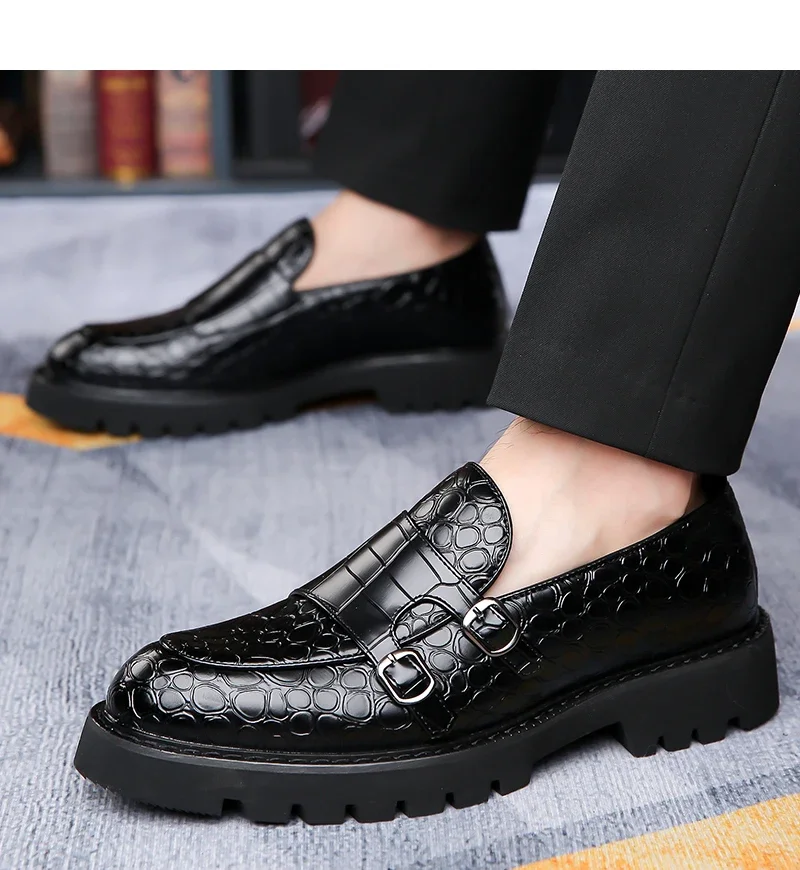 Men's Slip-On Loafers Trendy Breathable Soft Sole Business Work Party Derby Shoes-2996