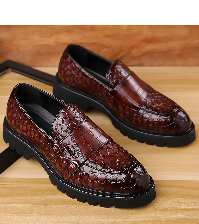 Men's Slip-On Loafers Trendy Breathable Soft Sole Business Work Party Derby Shoes-2996