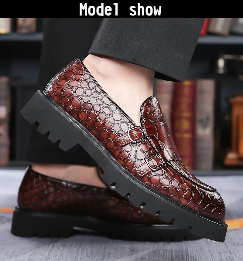 Men's Slip-On Loafers Trendy Breathable Soft Sole Business Work Party Derby Shoes-2996