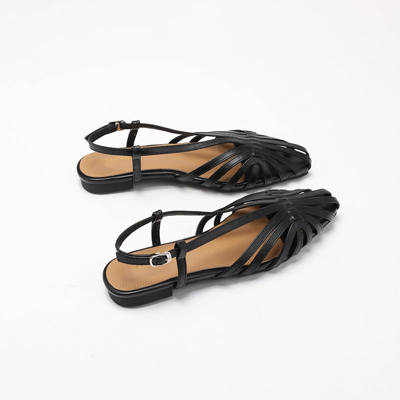 Advanced Narrow Band Women Flat Sandals Designer Brand Banquet Wedding Shoes Summer Hollow Beach Gladiator Sandalias big size 43