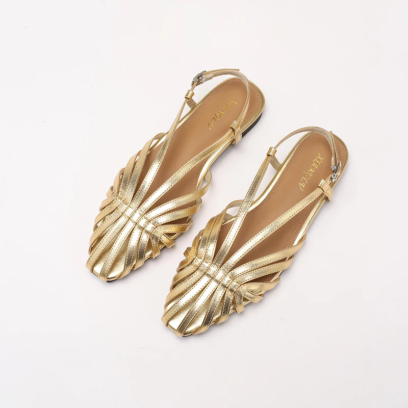 Advanced Narrow Band Women Flat Sandals Designer Brand Banquet Wedding Shoes Summer Hollow Beach Gladiator Sandalias big size 43