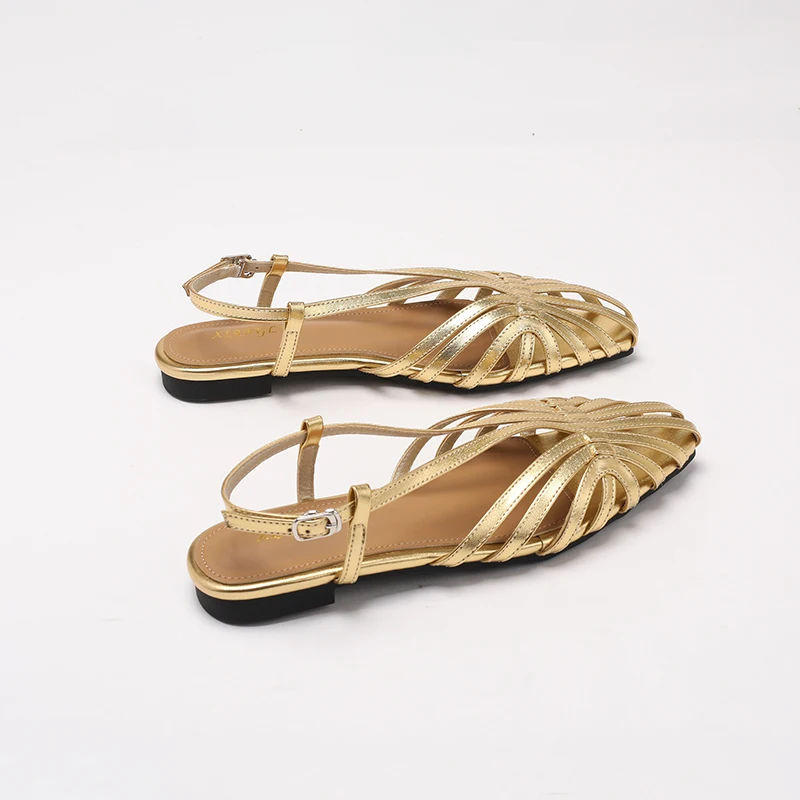 Advanced Narrow Band Women Flat Sandals Designer Brand Banquet Wedding Shoes Summer Hollow Beach Gladiator Sandalias big size 43