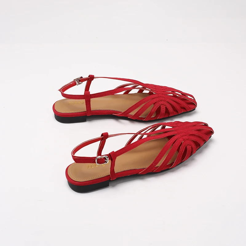Advanced Narrow Band Women Flat Sandals Designer Brand Banquet Wedding Shoes Summer Hollow Beach Gladiator Sandalias big size 43