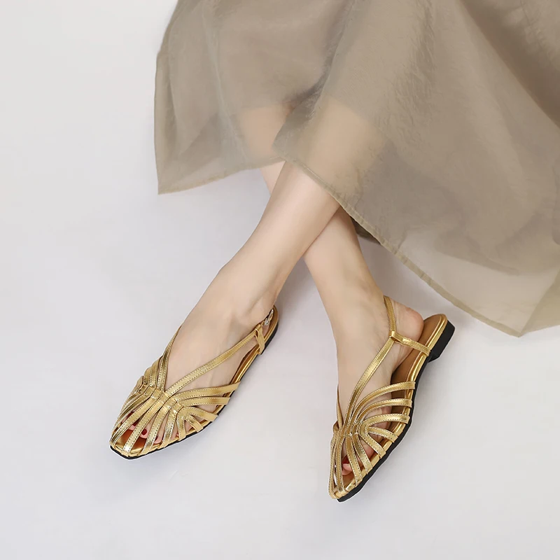 Advanced Narrow Band Women Flat Sandals Designer Brand Banquet Wedding Shoes Summer Hollow Beach Gladiator Sandalias big size 43