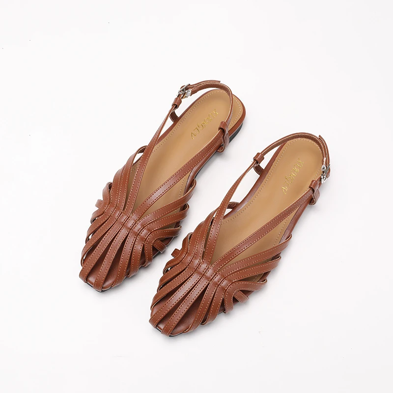 Advanced Narrow Band Women Flat Sandals Designer Brand Banquet Wedding Shoes Summer Hollow Beach Gladiator Sandalias big size 43
